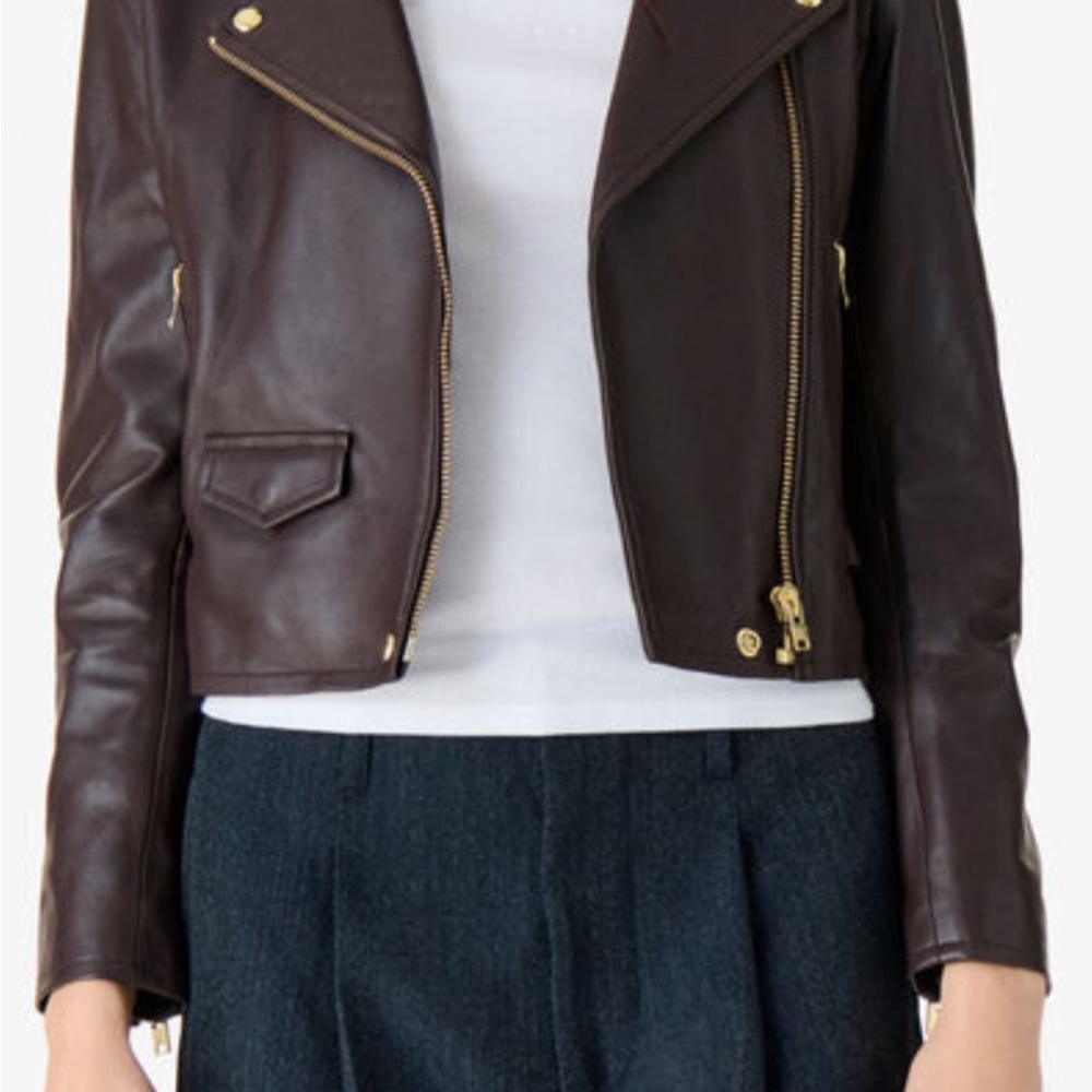 IRO Ashville Camel Brown Leather Jacket with Silver Accents - Picture 12 of 12